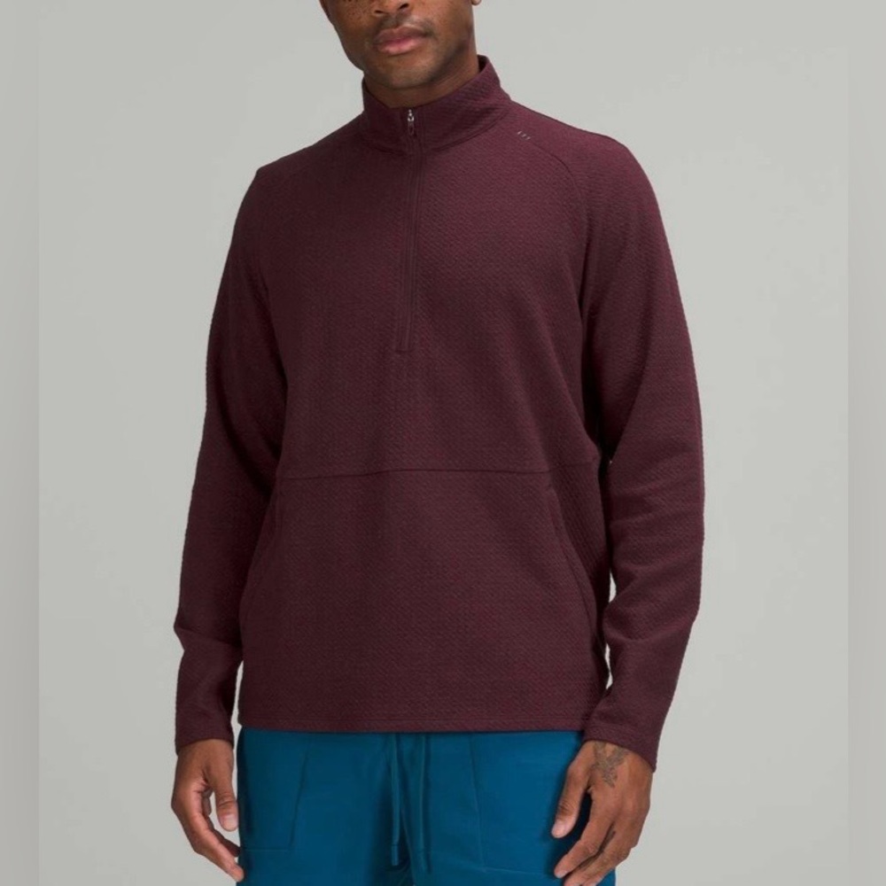 Lululemon At Ease Half-Zip. Size Medium. Heathered Cassis / Black.